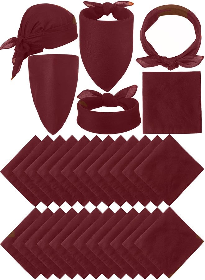 Yearntown Halloween Pirate Bandanas 21 Inch Large Solid Bandanas for Men Women Headband Scarf Halloween Party Costume(30 Pack,Maroon) - Image 1